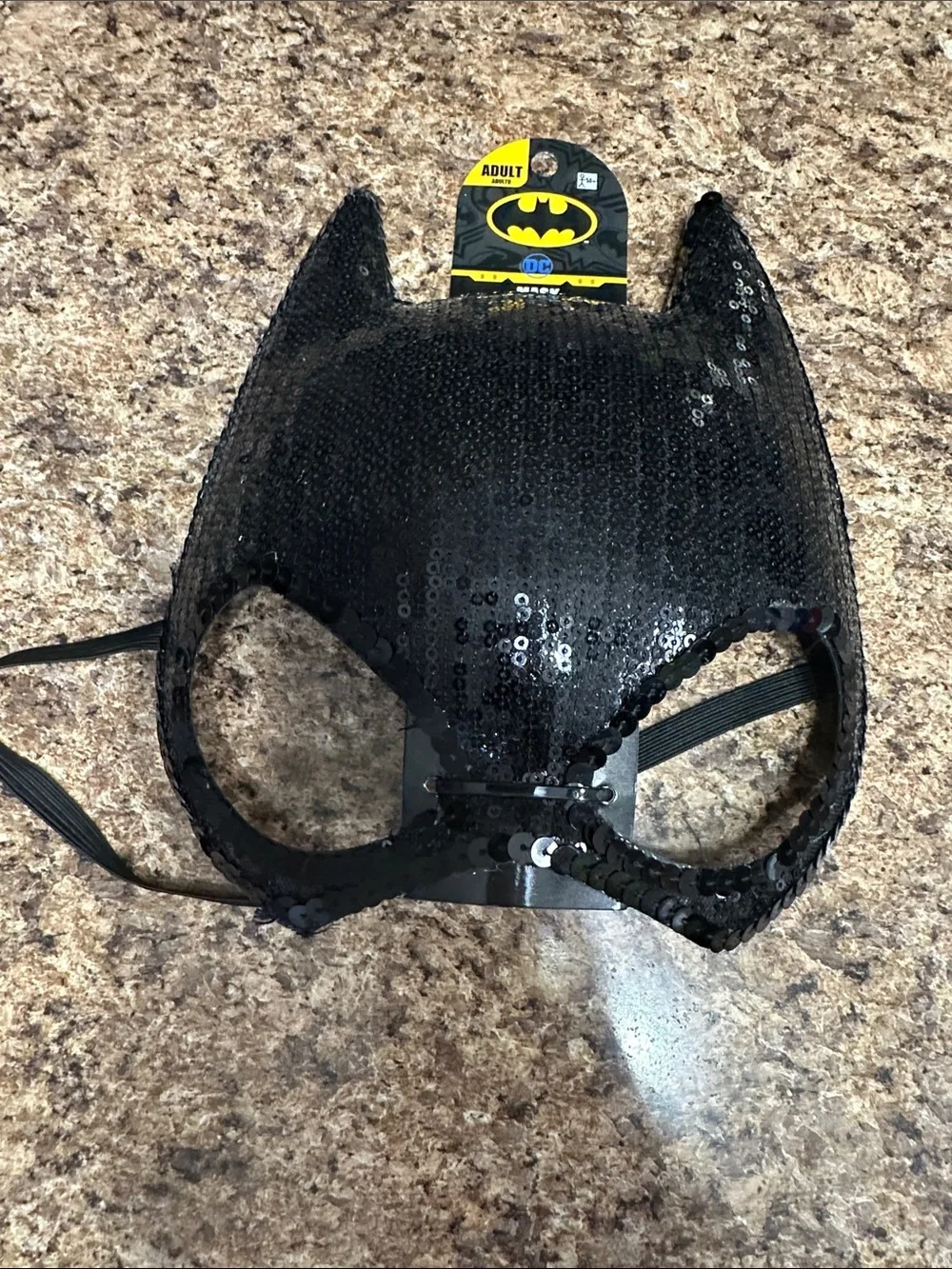 NEW Black Sequin Shorts Medium & Batgirl Sequin Mask